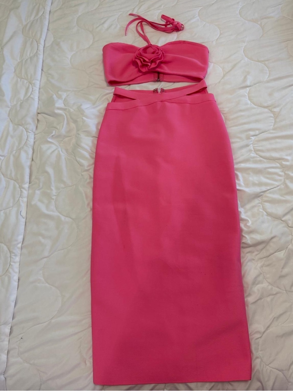 High-Waist Hot Pink Midi Pencil Skirt